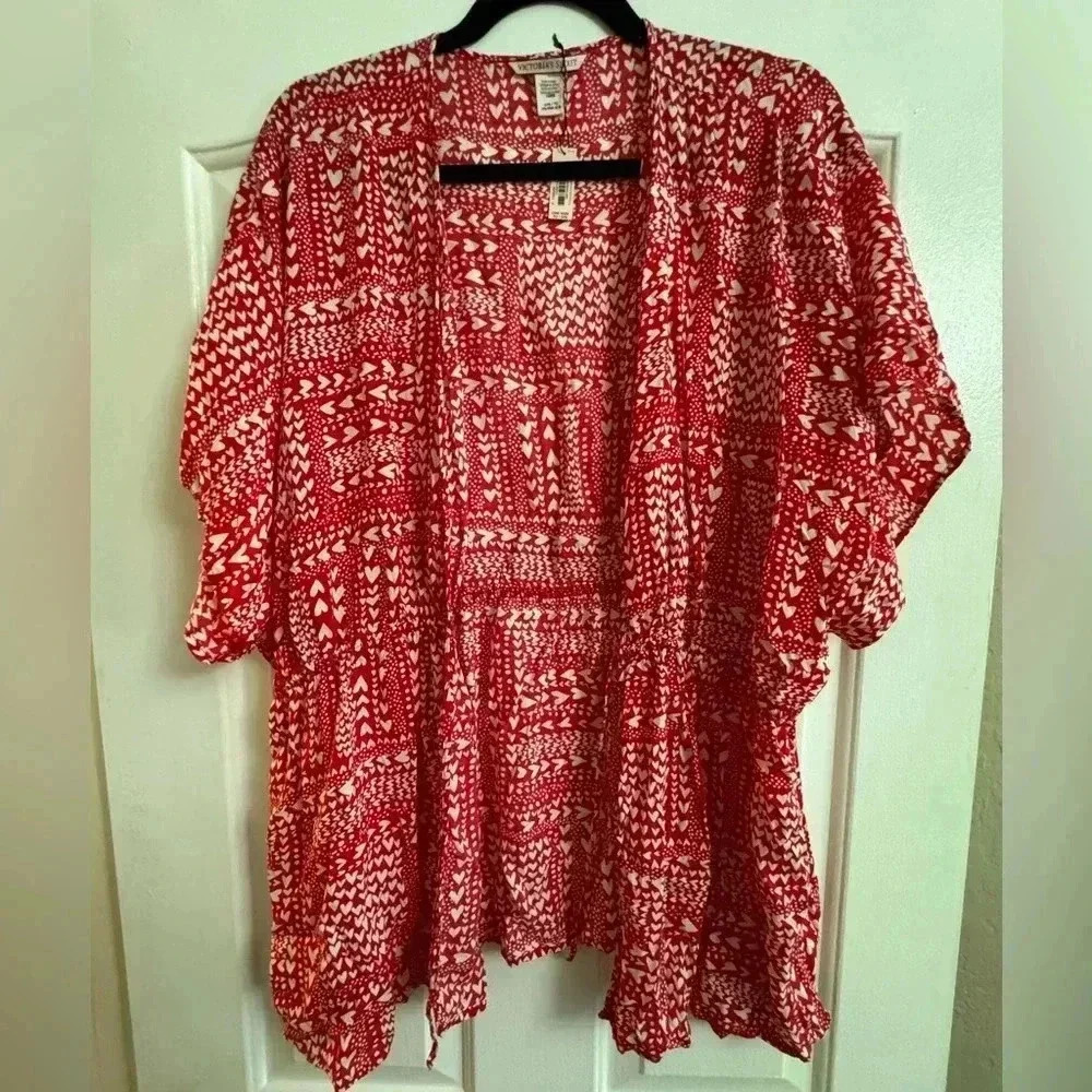 Victoria’s Secret Kimono Hearts Valentines Day Swim Coverup Top Cinch Waist OS - Picture 12 of 12
